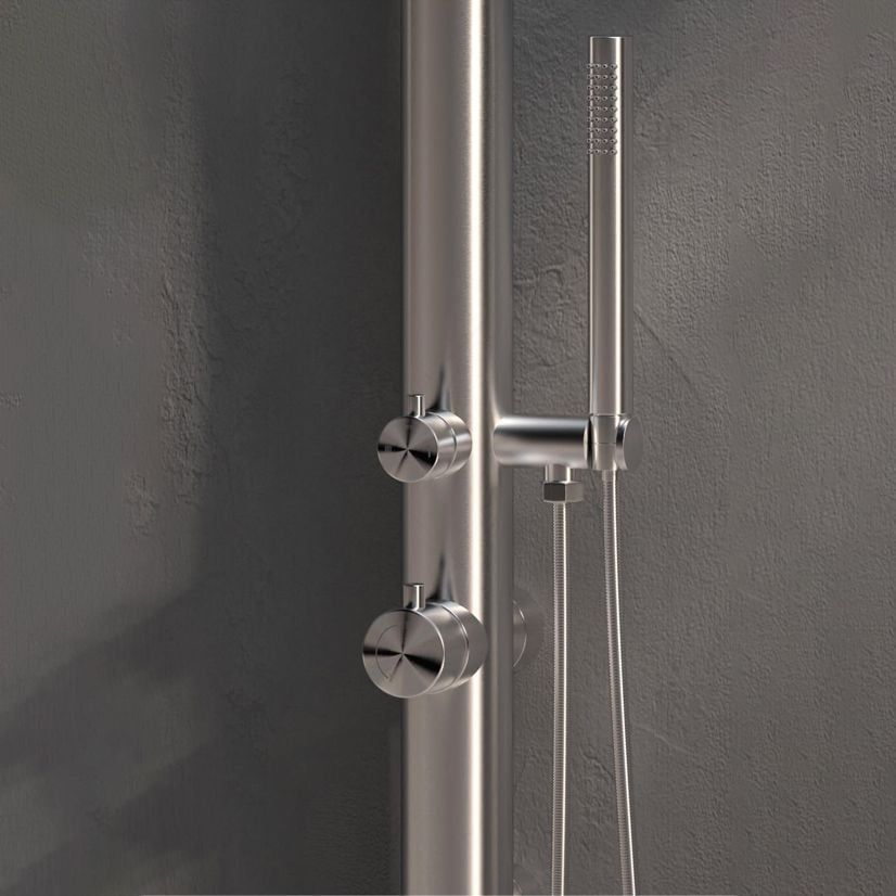 Sen cây ngoài trời gắn tường có vòi sen cầm tay bằng stainless steel 316L - A1010MB