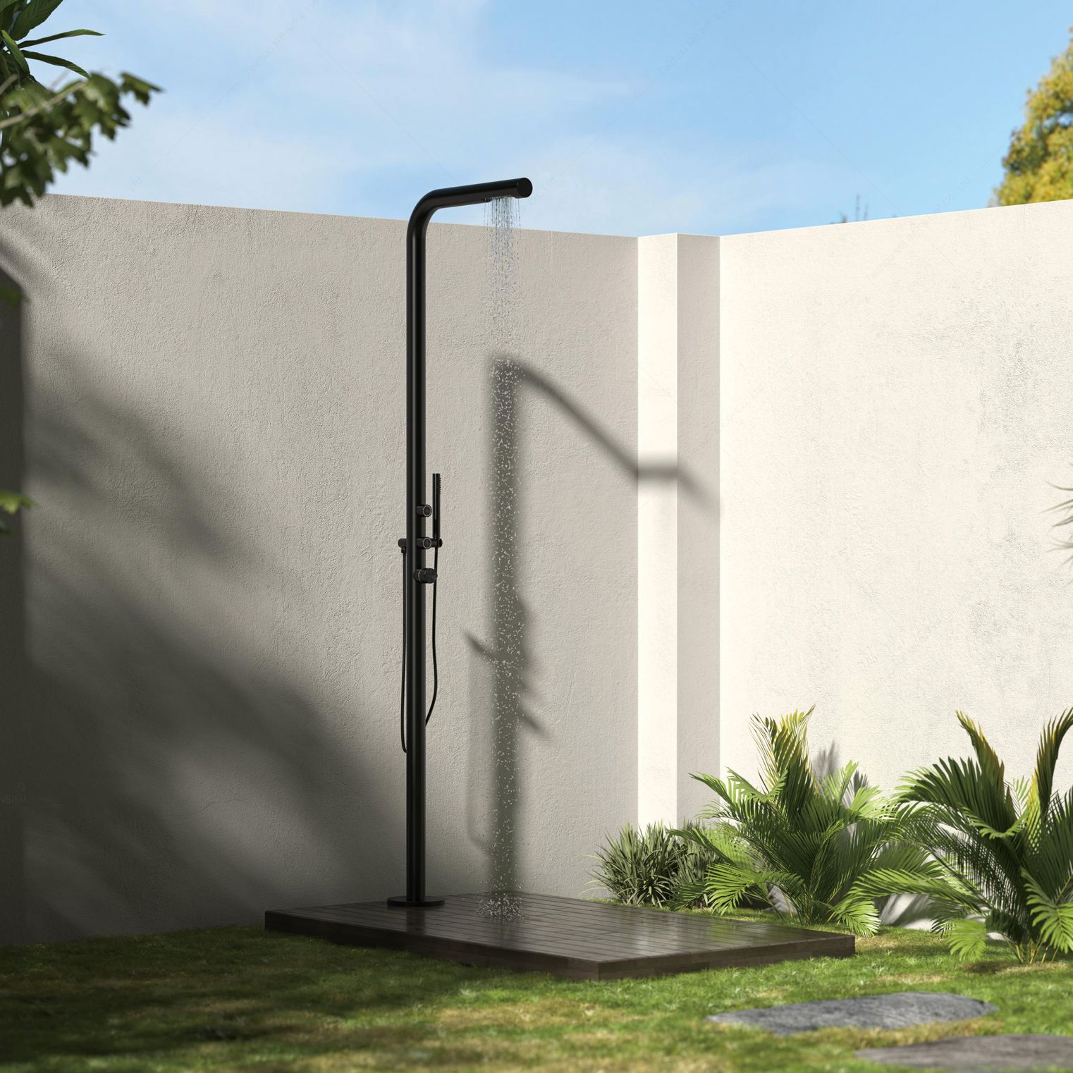 Sen cây ngoài trời có vòi sen cầm tay bằng stainless steel 316L - A1016MS