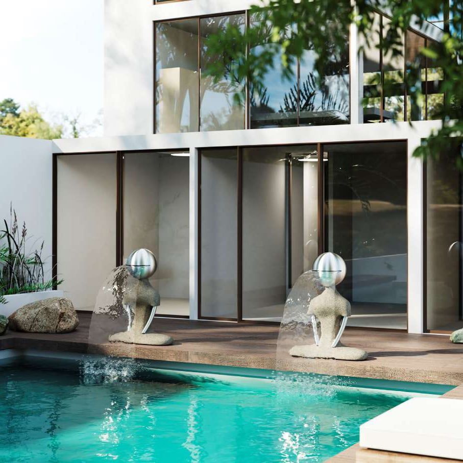 Thác nước fantasy hồ bơi ngoài trời bằng AISI 316L stainless steel & sợi thủy tinh - AQA-AF211