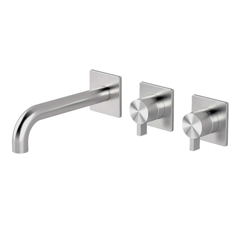  Vòi bồn tắm gắn tường 3 lỗ 2 đầu ra dài 190mm bằng stainless steel Aico - AIC82 
