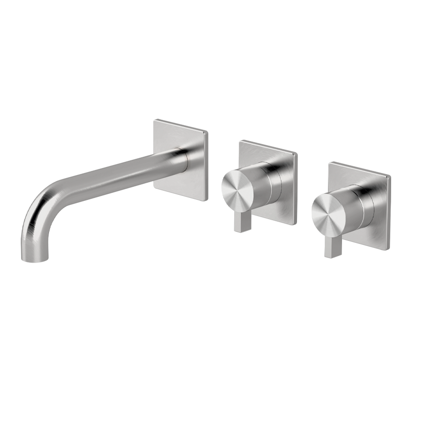 Vòi bồn tắm gắn tường 3 lỗ 2 đầu ra dài 190mm bằng stainless steel Aico - AIC82