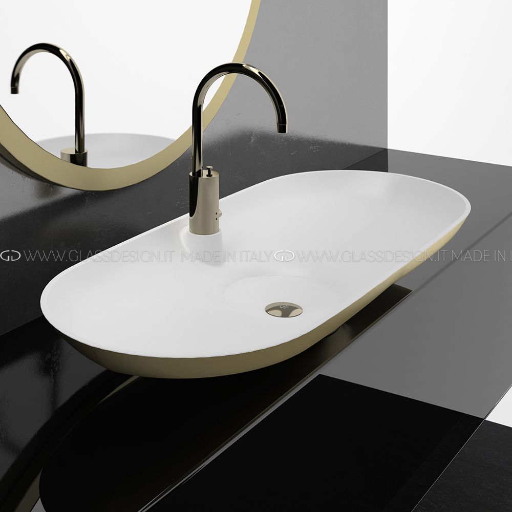  Chậu Lavabo Ala Mat Gold / White Mat 