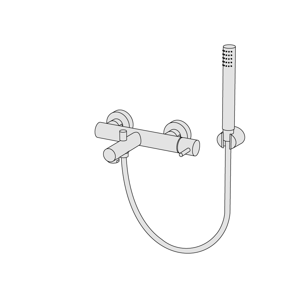 Vòi bồn tắm gắn tường với vòi sen cầm tay bằng đồng Minimè - ALE22