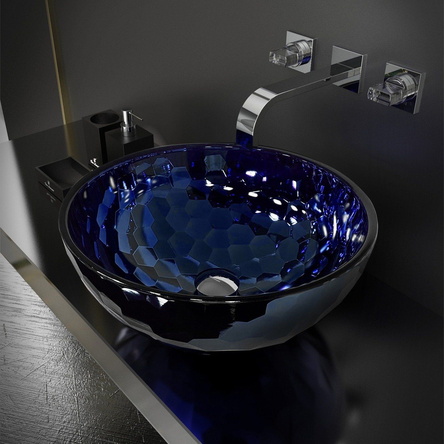 Chậu rửa mặt Allure Round Dark Blue / Chrome