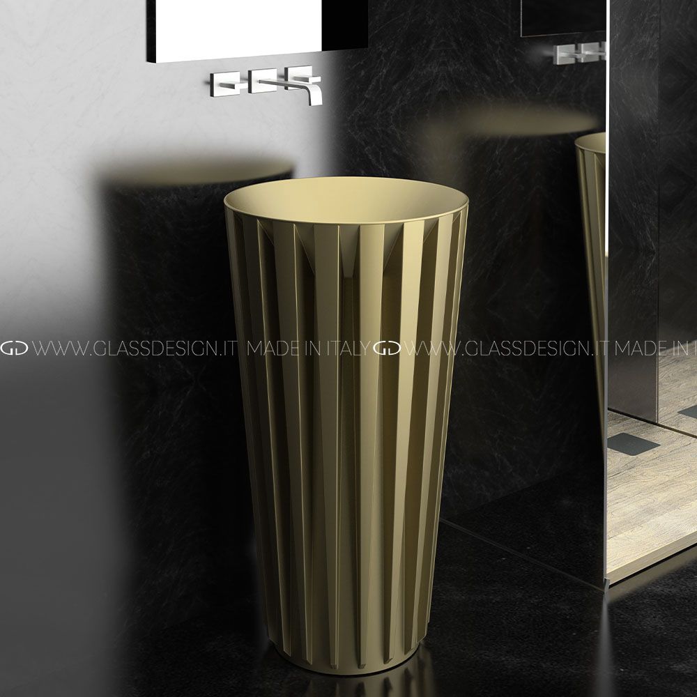  Chậu Lavabo Chân Dài Aquarama Mat Gold / Chrome 