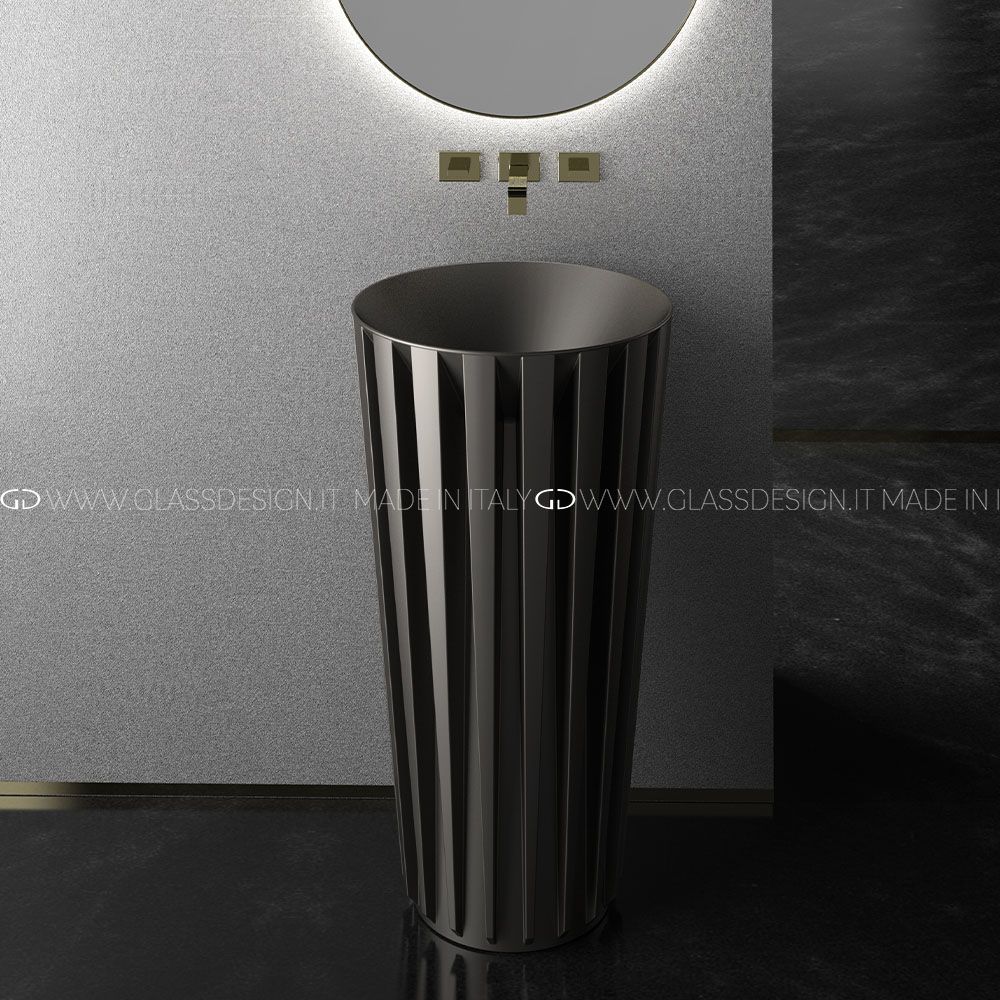  Chậu Lavabo Chân Dài Aquarama Black Mat / Black 