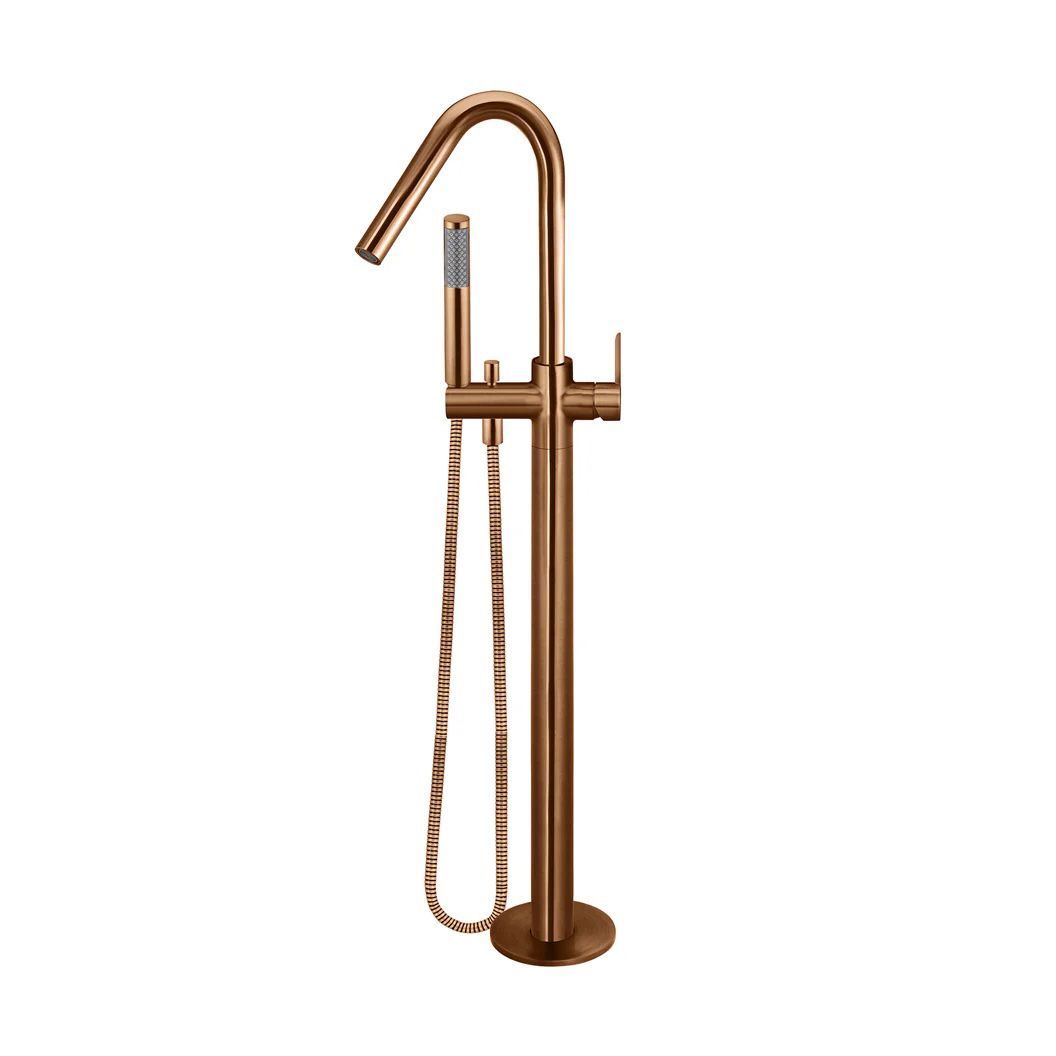 Vòi bồn tắm xoay 360 độ gắn sàn có sen cầm tay bằng đồng MBronze - B09PDBZ