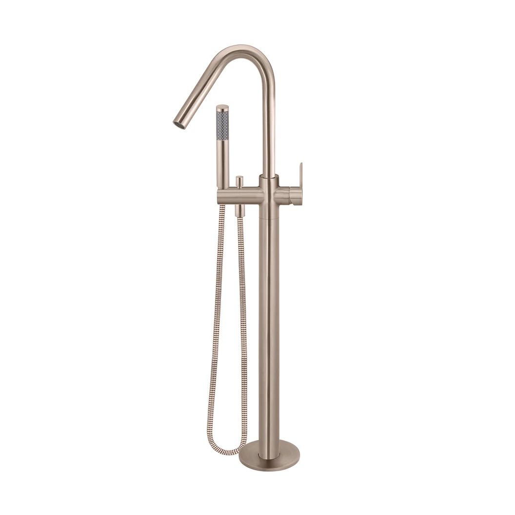 Vòi bồn tắm xoay 360 độ gắn sàn có sen cầm tay bằng đồng MChampagne - B09PDCH
