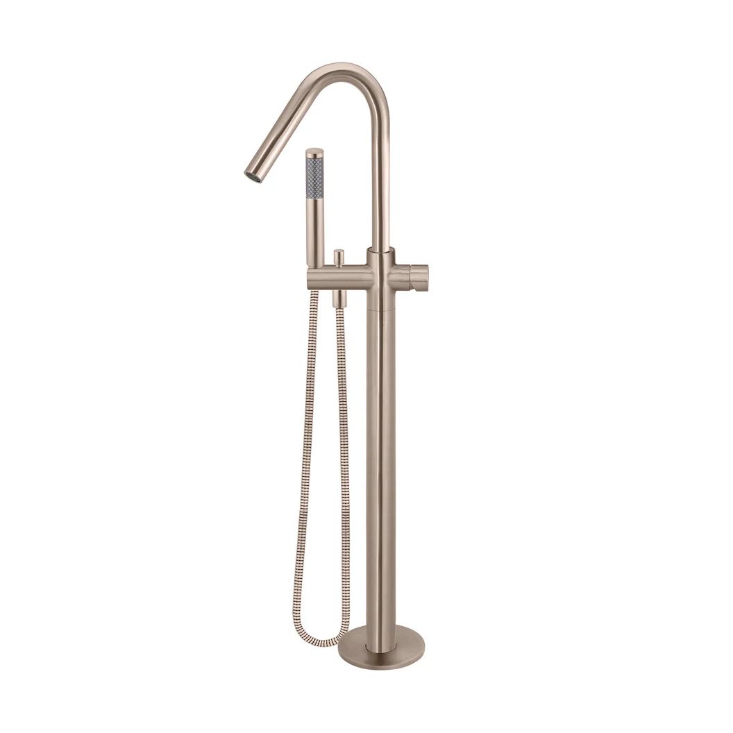 Vòi bồn tắm xoay 360 độ gắn sàn có sen cầm tay bằng đồng MChampagne - B09PNCH