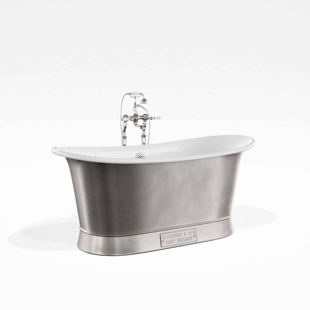  Bồn Tắm Bằng Đồng Bateau Enamel / Brushed Nickel 