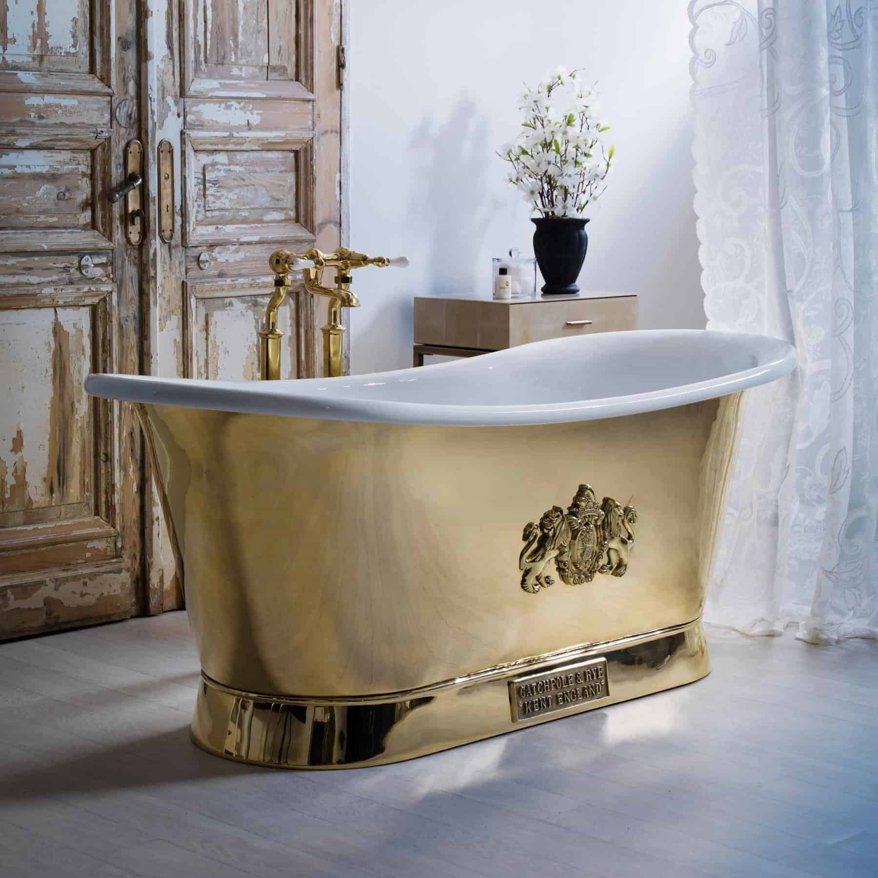  Bồn Tắm Bằng Đồng Bateau Enamel / Polished Brass 