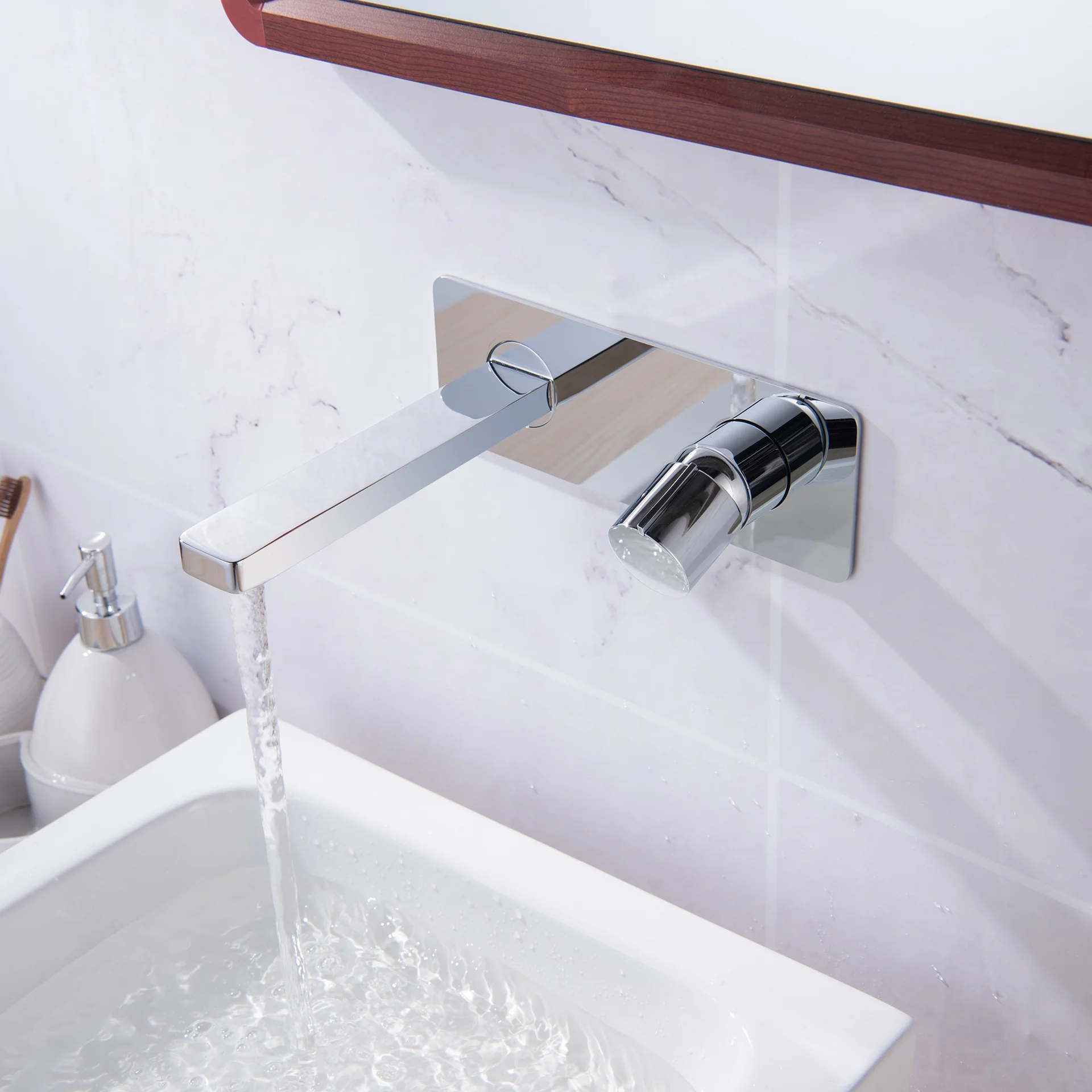 Vòi chậu lavabo gắn tường dài 180mm bằng đồng XELU