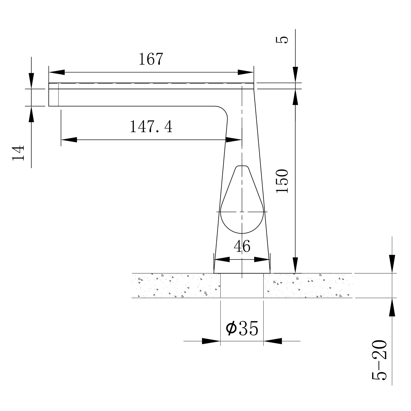 Vòi chậu lavabo cao 155mm bằng đồng XELU