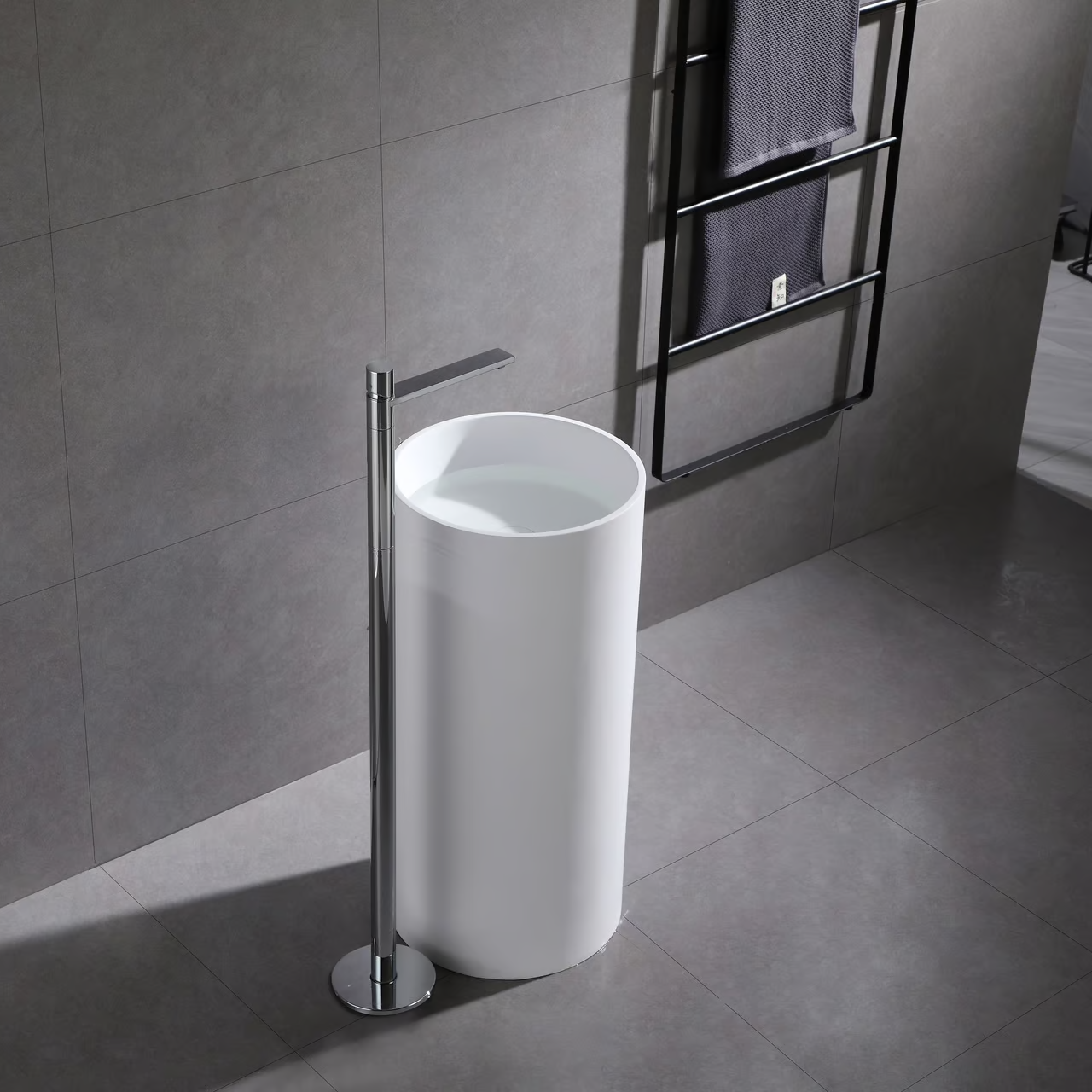 Vòi chậu lavabo chân dài gắn sàn bằng đồng XELU