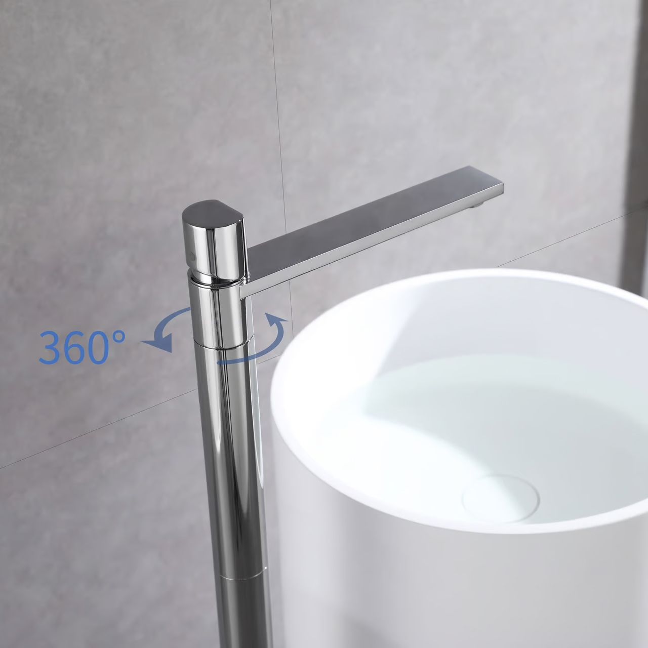Vòi chậu lavabo chân dài gắn sàn bằng đồng XELU