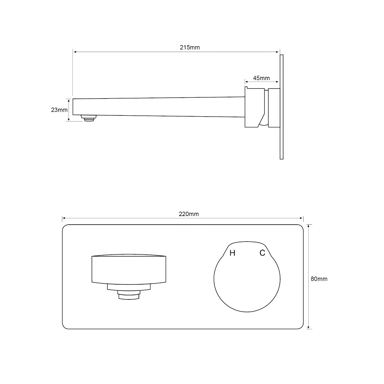 Vòi chậu lavabo gắn tường dài 215mm bằng đồng XELU