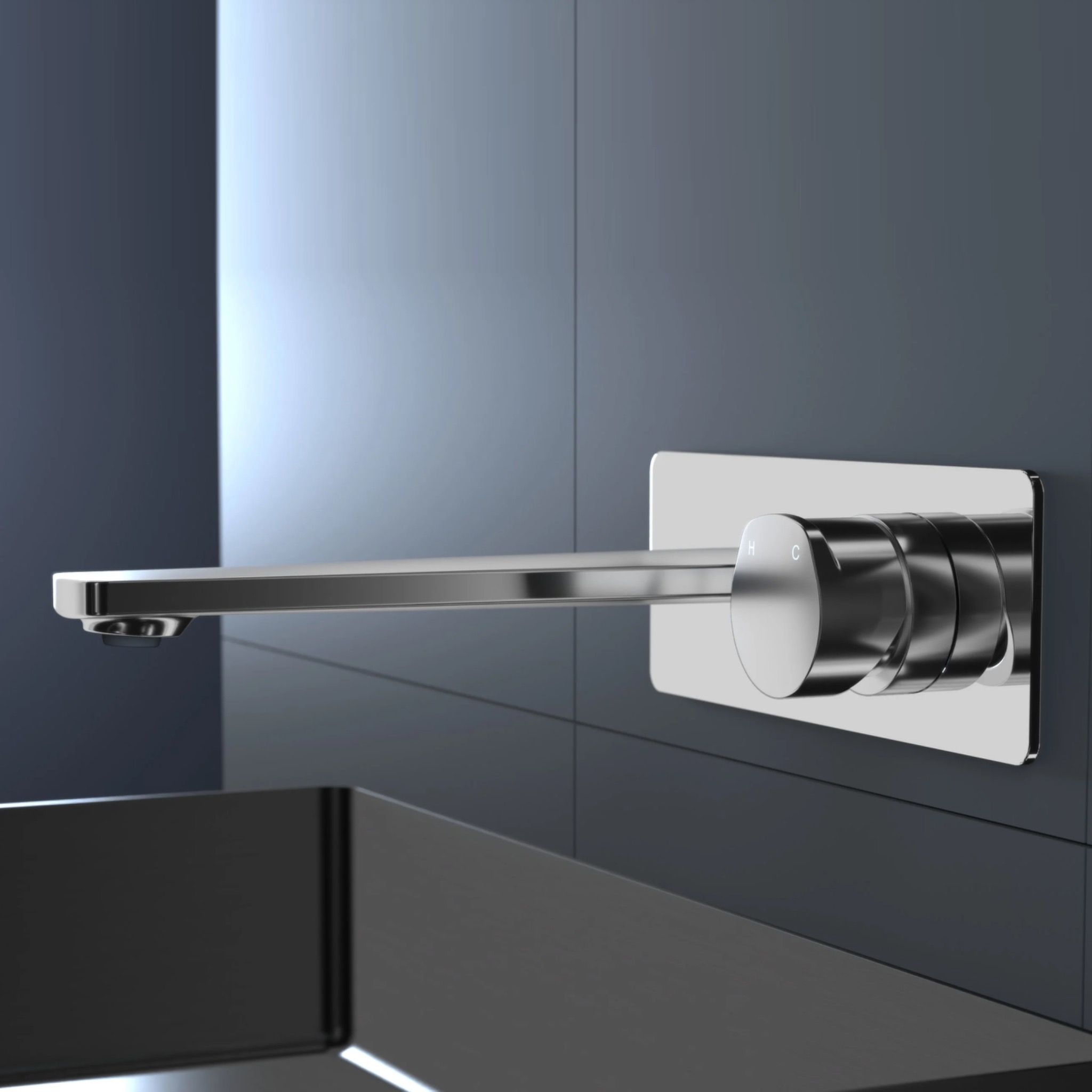 Vòi chậu lavabo gắn tường dài 215mm bằng đồng XELU