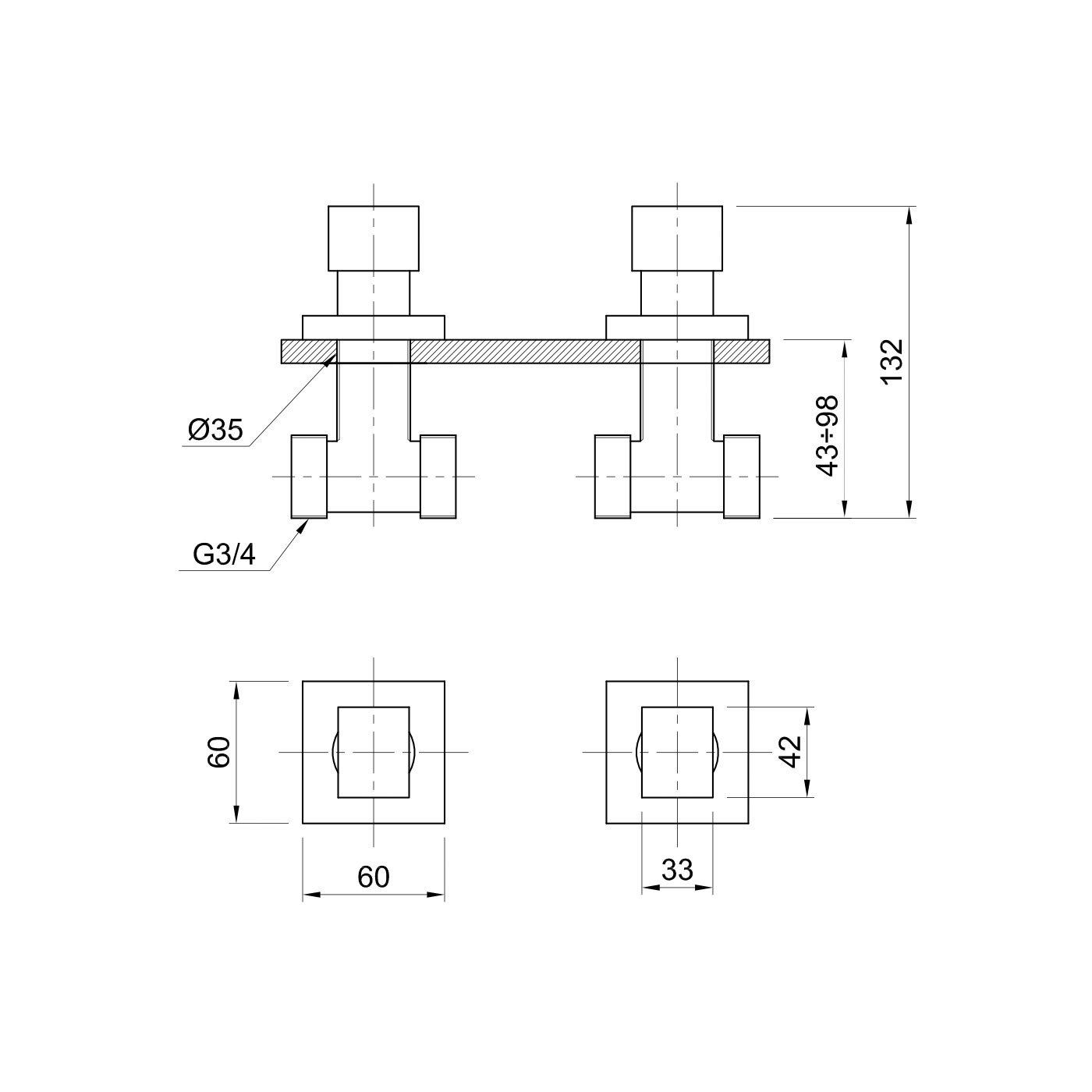  Vòi chậu rửa mặt gắn tường 270mm bằng đồng Boy - DJCAN270-BOY192034N 