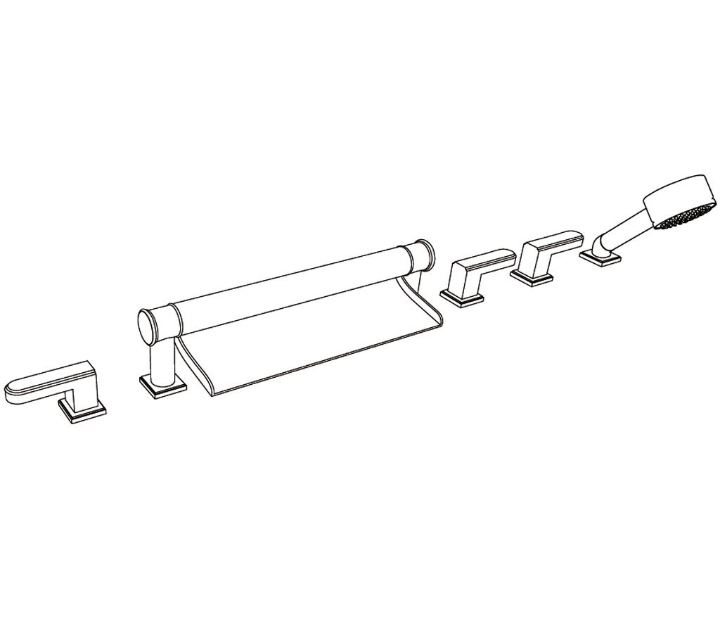  Vòi bồn tắm sáu lỗ Transatlantique bằng đồng - 3307 