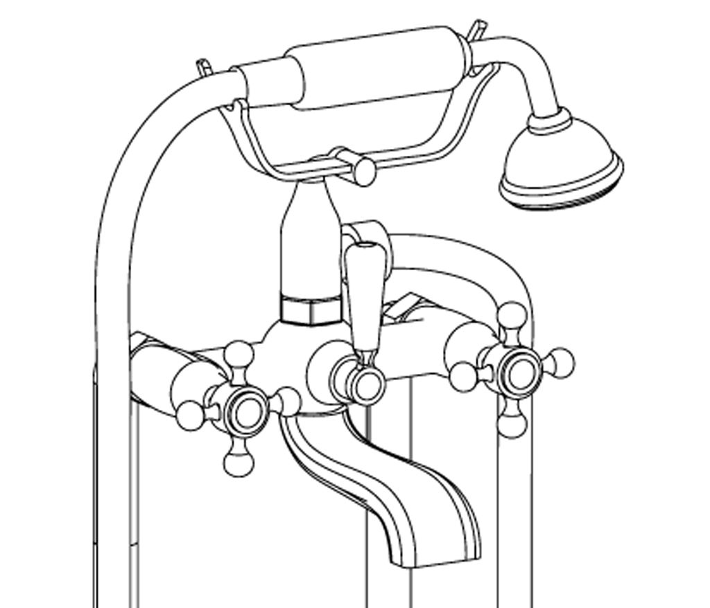  Vòi bồn tắm cổ điển Volga bằng đồng - 3309 