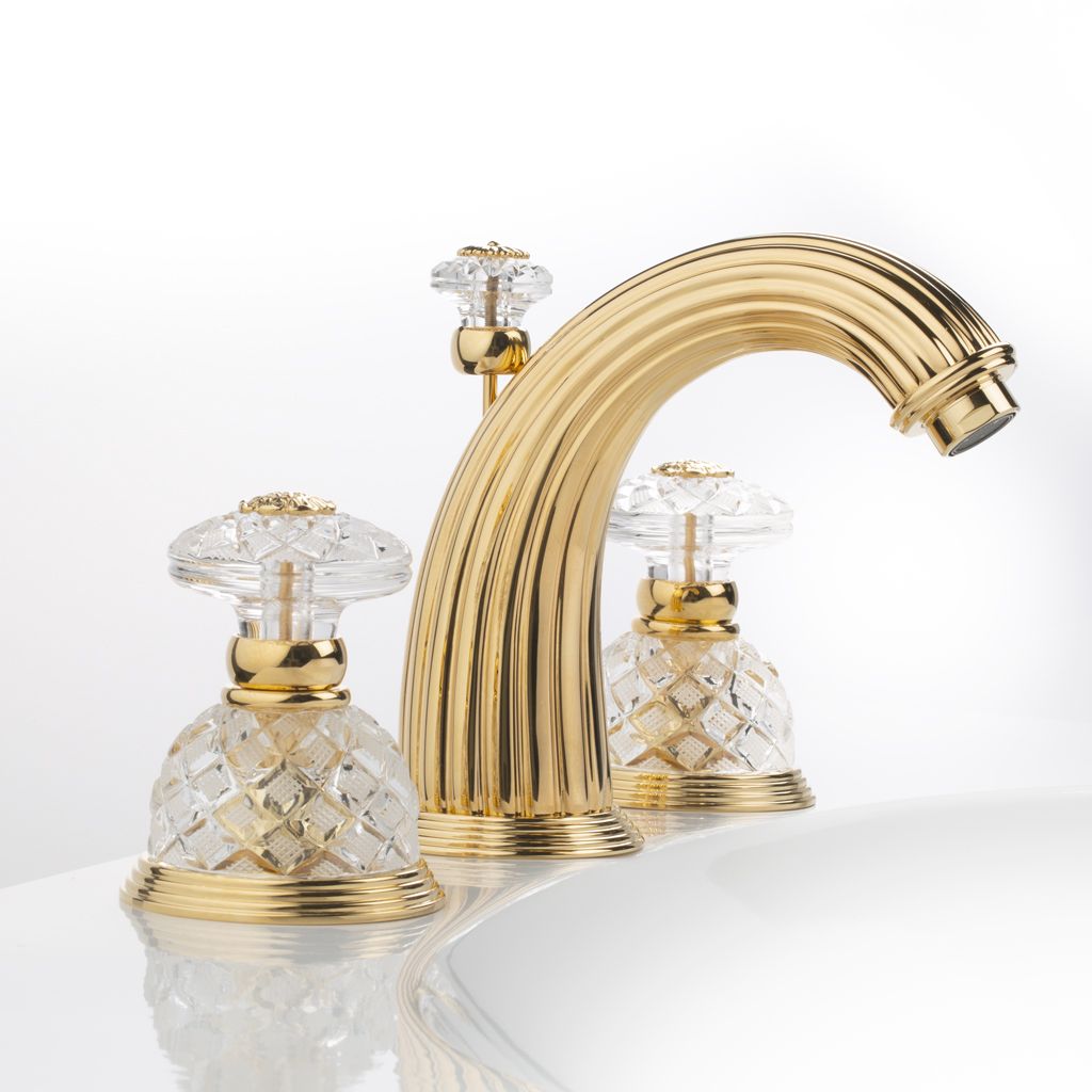  Vòi chậu rửa mặt cổ điển Dôme Losange Clear Crystal polished soft gold 