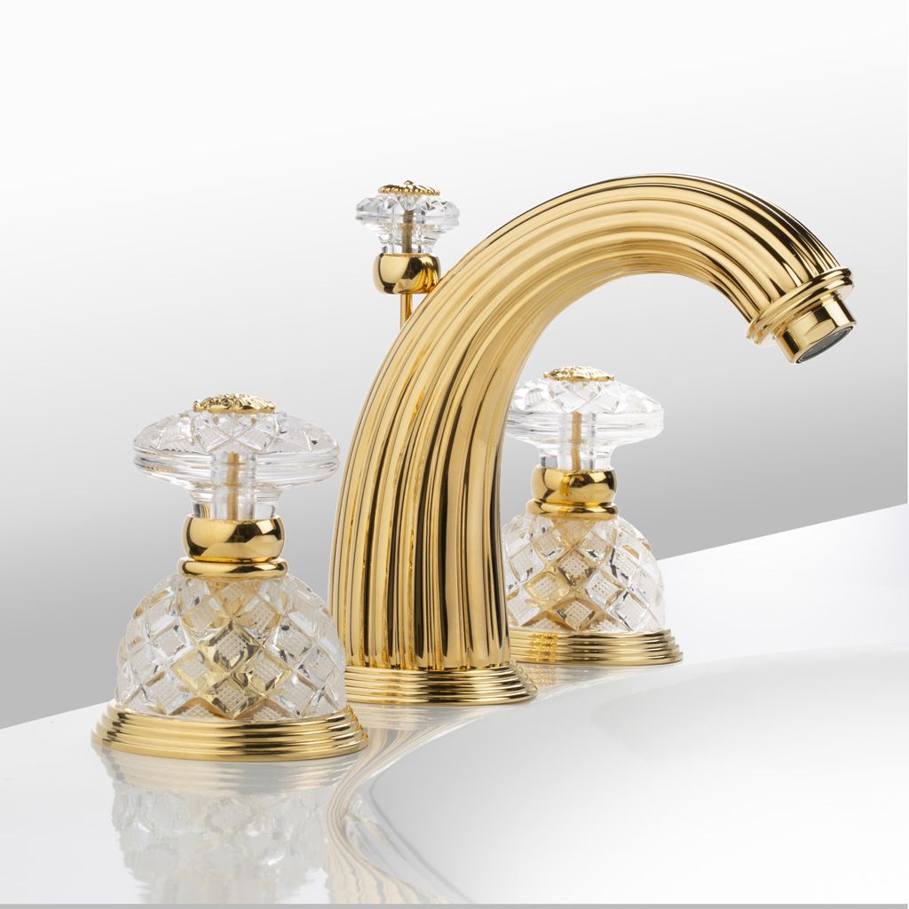  Vòi chậu rửa mặt cổ điển Dôme Losange Clear Crystal polished gold 