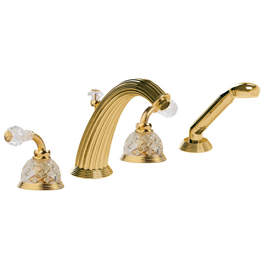  Vòi bồn tắm cổ điển Dôme Manettes Losange Clear Crystal polished gold 