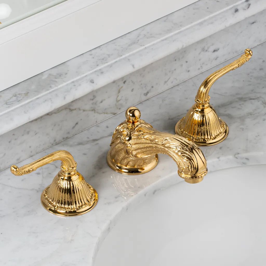  Vòi chậu rửa mặt cổ điển Versailles Manettes polished gold bằng đồng 