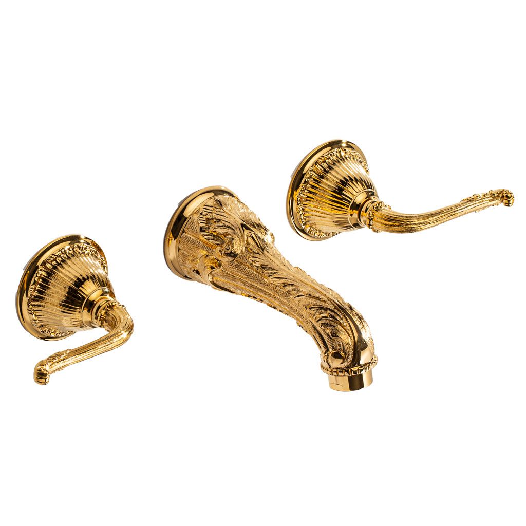  Vòi chậu rửa mặt gắn tường cổ điển Versailles Manettes polished gold bằng đồng 