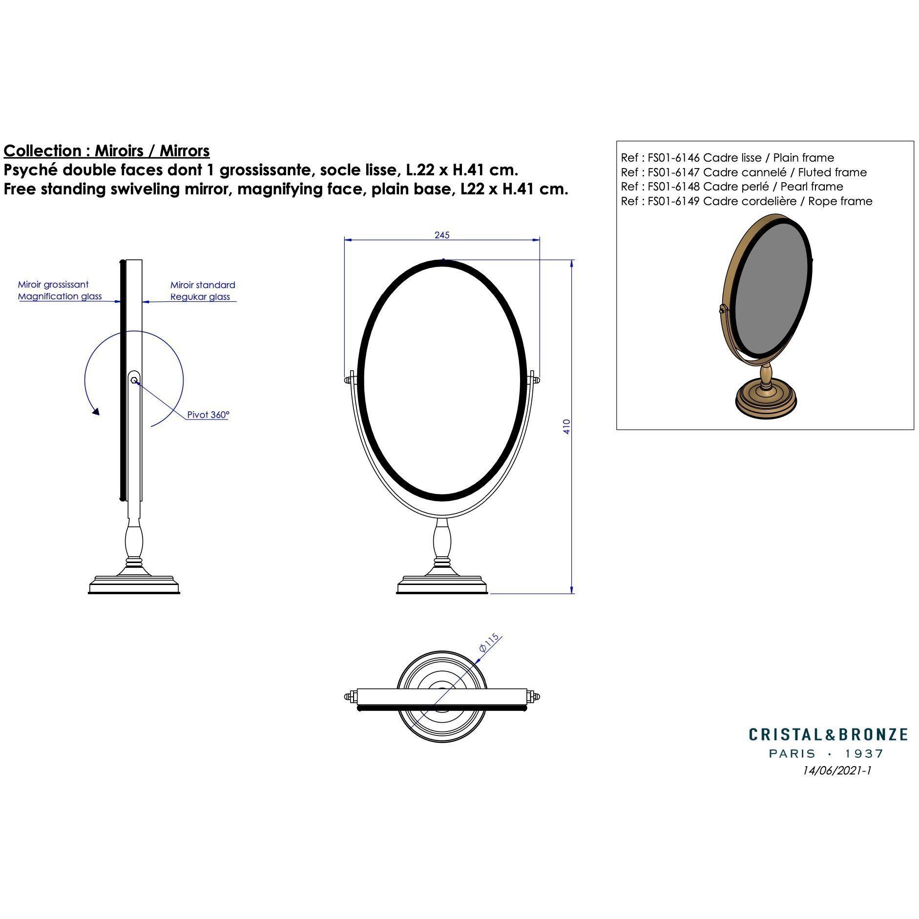 Gương trang điểm để bàn, khung dây thừng - FS01-6149