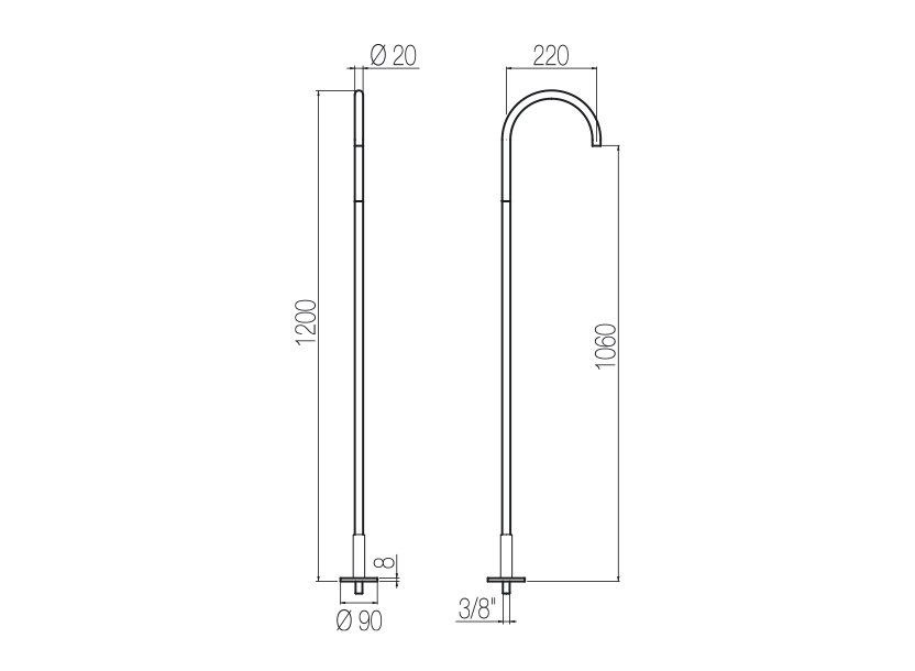 Vòi chậu lavabo chân dài gắn sàn bằng stainless steel Dorin - CHP50
