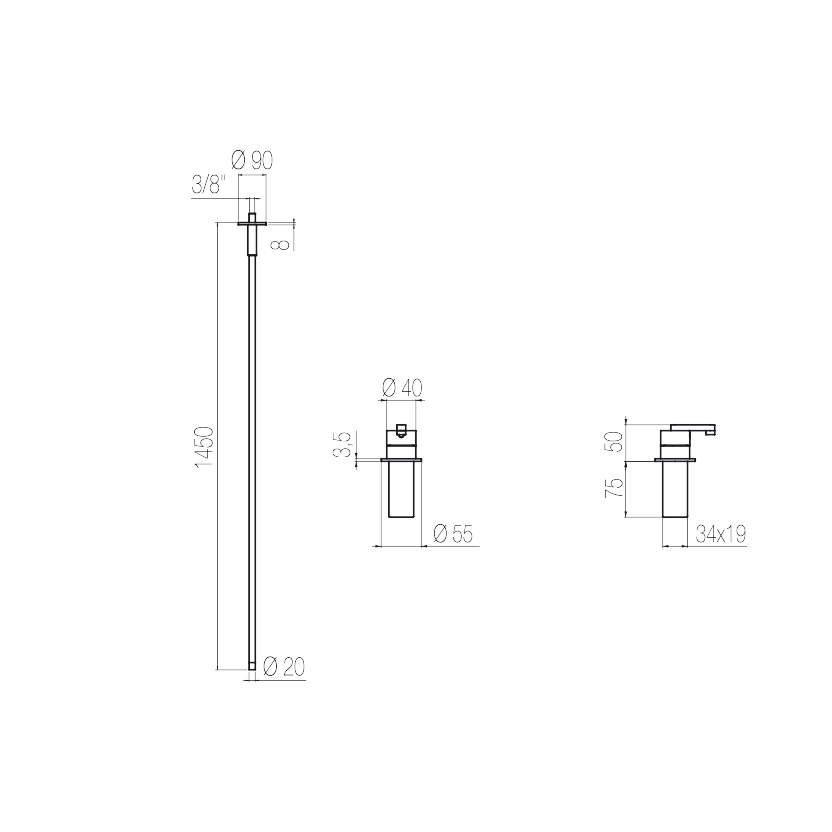 Vòi chậu lavabo âm trần bằng stainless steel Kira - CHS1