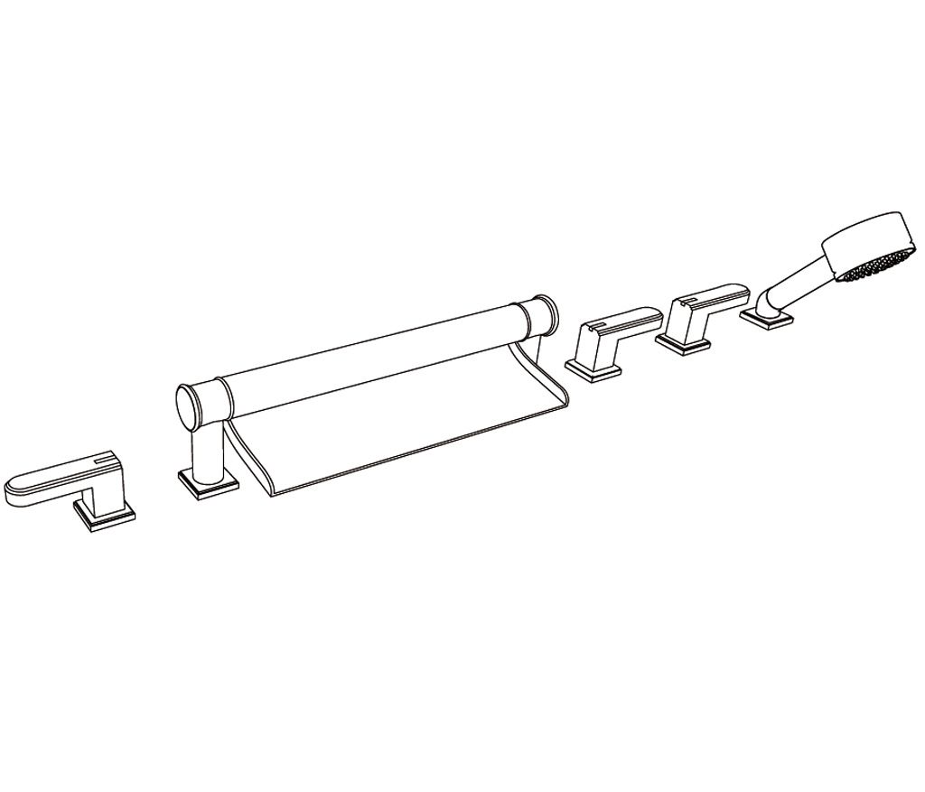  Vòi bồn tắm sáu lỗ cổ điển Transatlantique Insert bằng đồng - 3307 