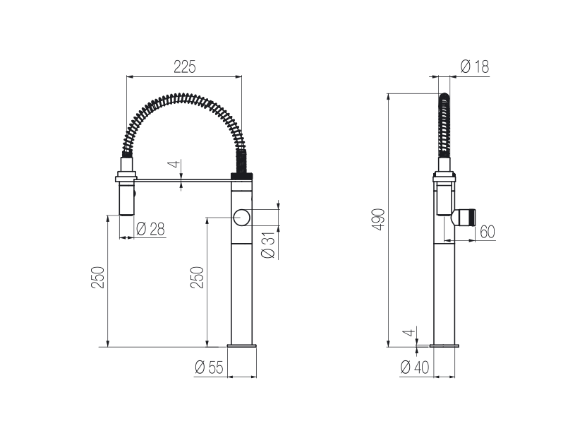  Vòi bếp rửa chén bát bằng stainless steel Hiro - CUC57 