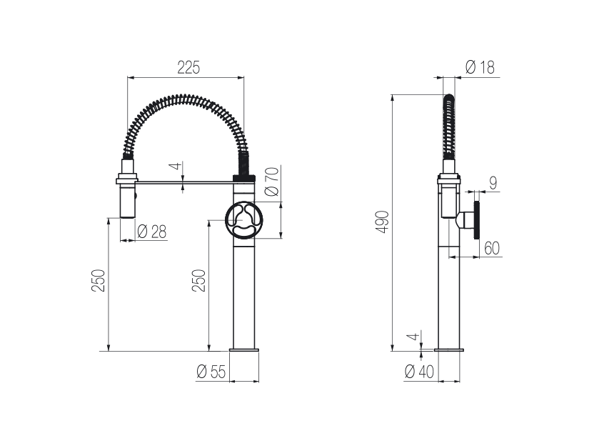 Vòi bếp rửa chén bằng stainless steel Kàto - CUC58