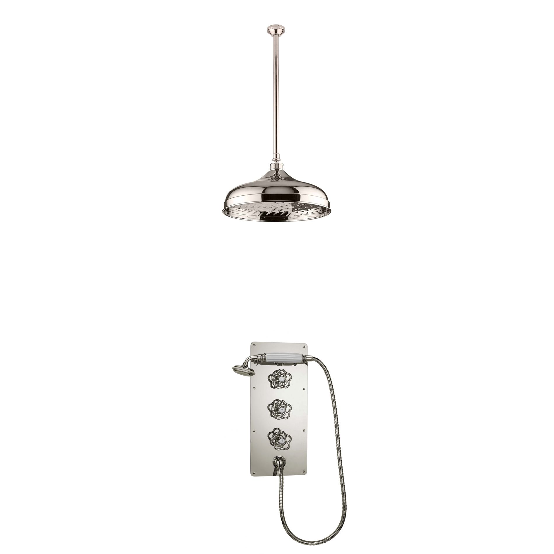  Vòi sen âm trần điều chỉnh nhiệt độ cổ điển bằng đồng, bát sen Ø300mm Drumbi - Shower Ceiling 