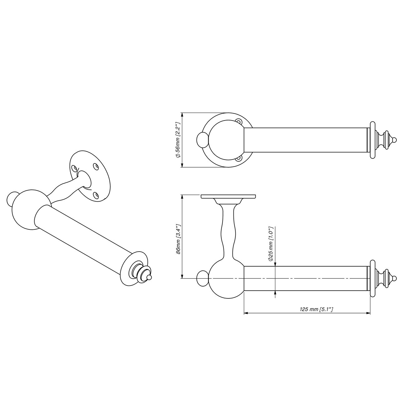  Móc treo giấy vệ sinh không nắp chụp cổ điển bằng đồng Drumacc - D1408 