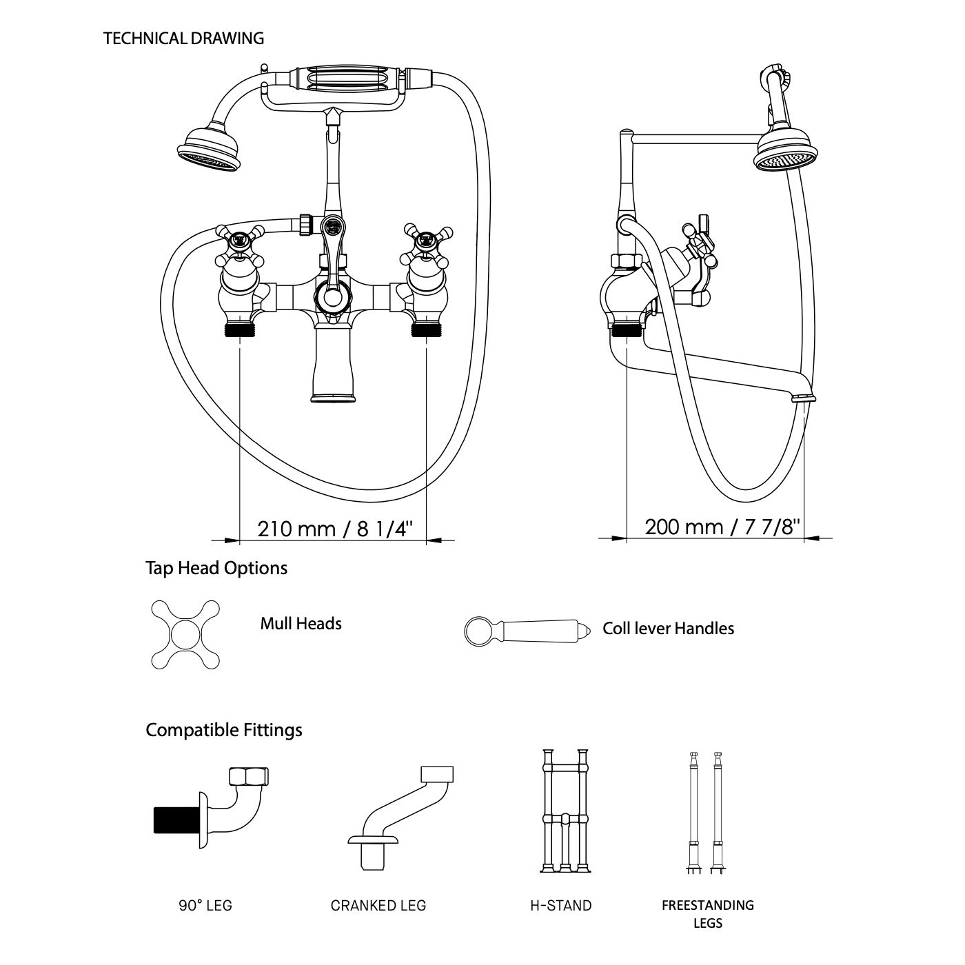  Vòi bồn tắm gắn tường cổ điển bằng đồng Drummu - D1743 