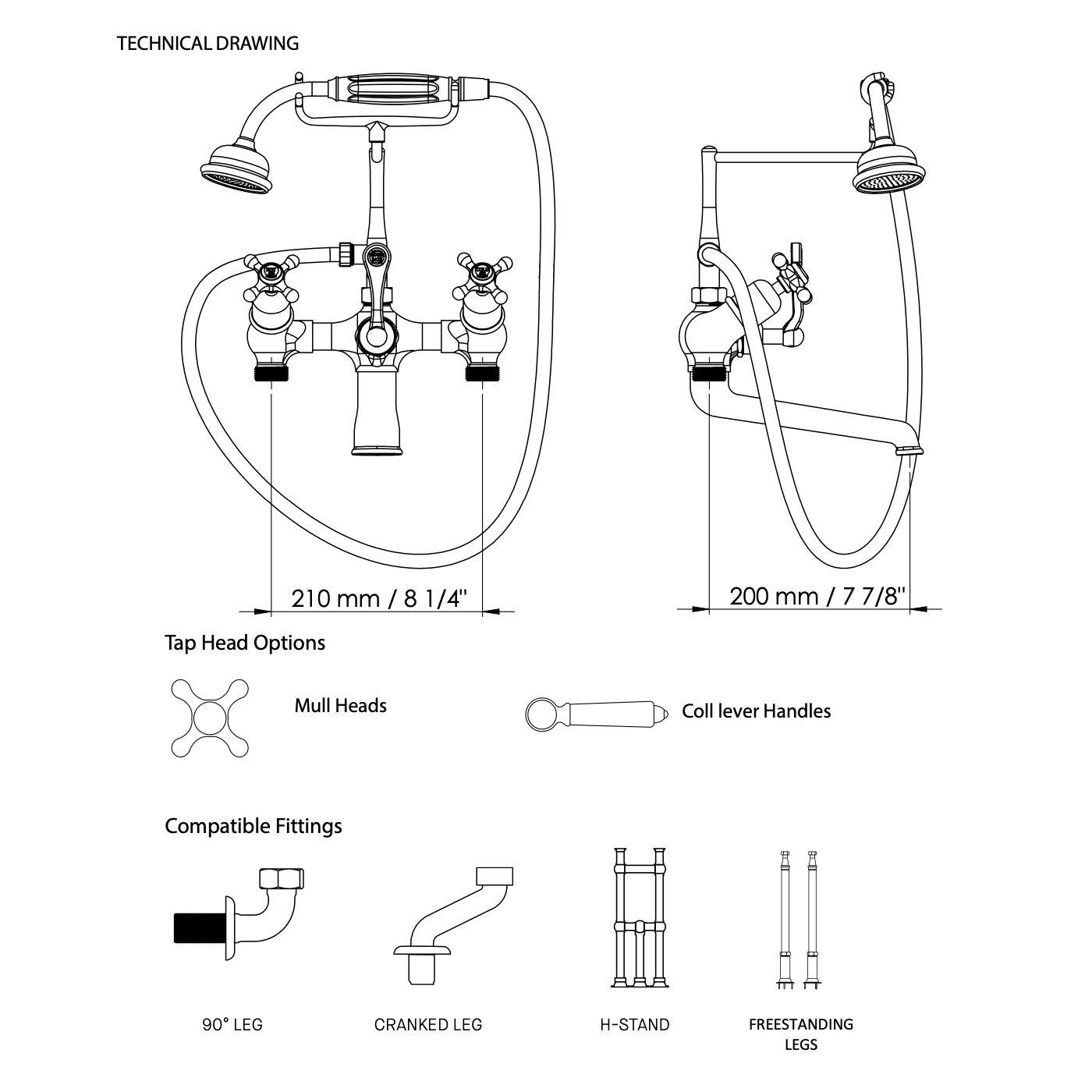  Vòi bồn tắm gắn sàn cổ điển bằng đồng Drummu - D1741 