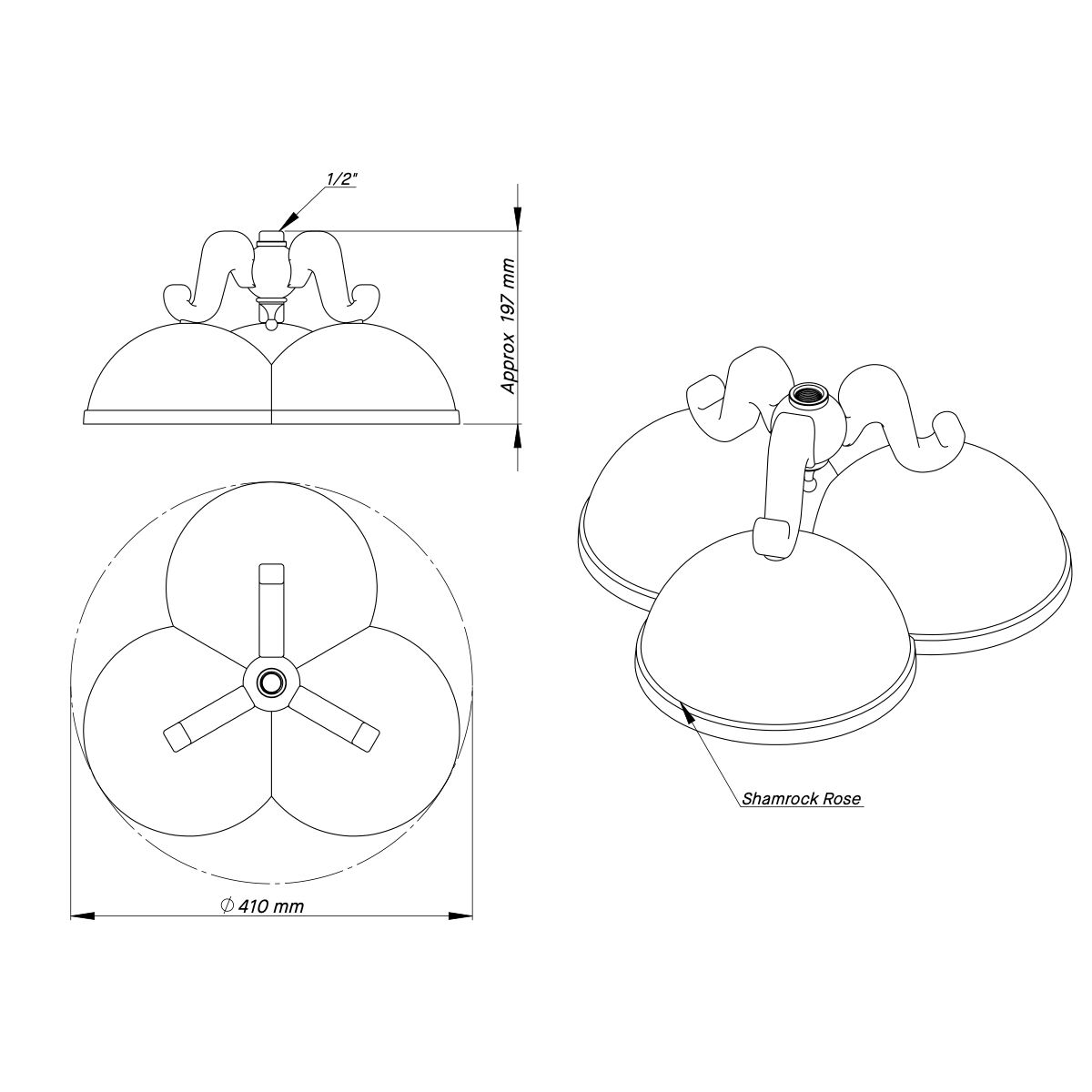  Vòi sen cây gắn tường điều chỉnh nhiệt độ cổ điển bằng đồng - Shower Shamrock 