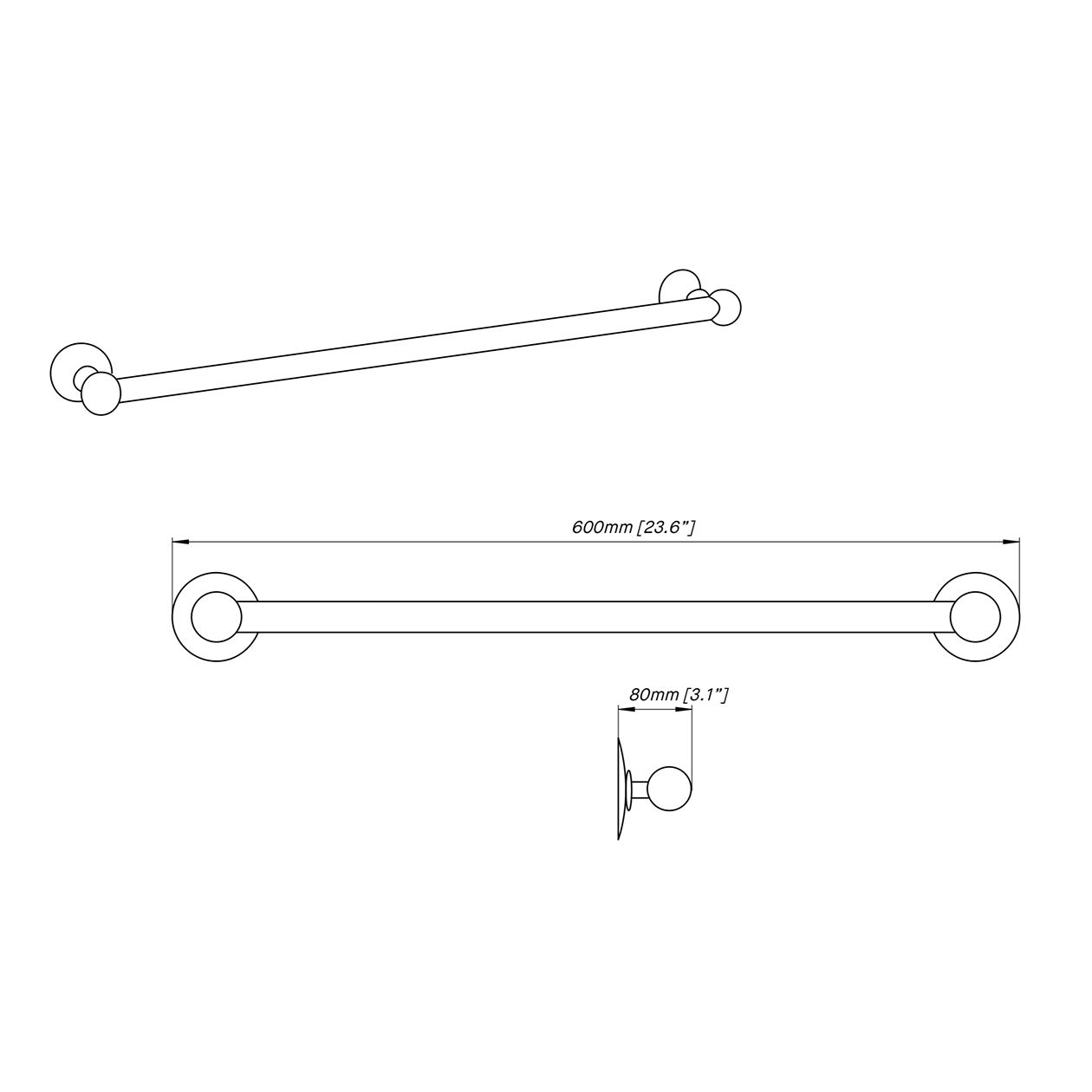  Thanh treo khăn tắm 600mm cổ điển bằng đồng Drumacc - D2009 