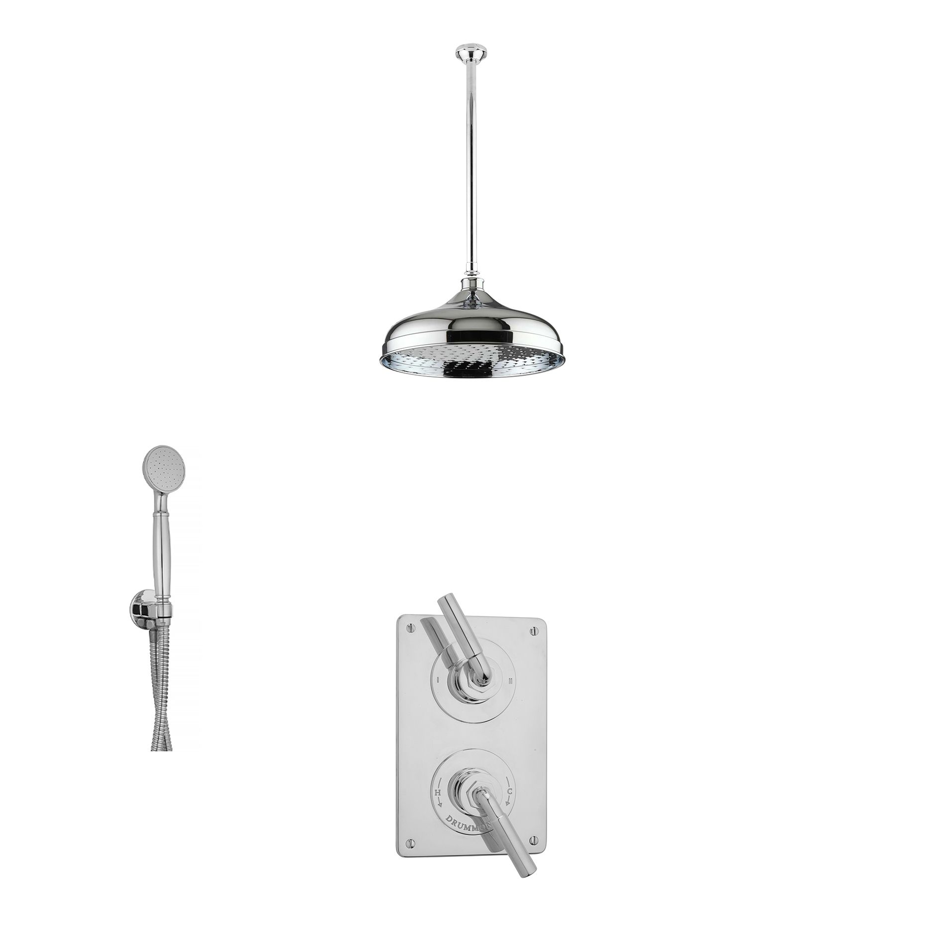  Vòi sen âm trần điều chỉnh nhiệt độ cổ điển bằng đồng, bát sen Ø300mm Drumbel - Shower Ceiling 