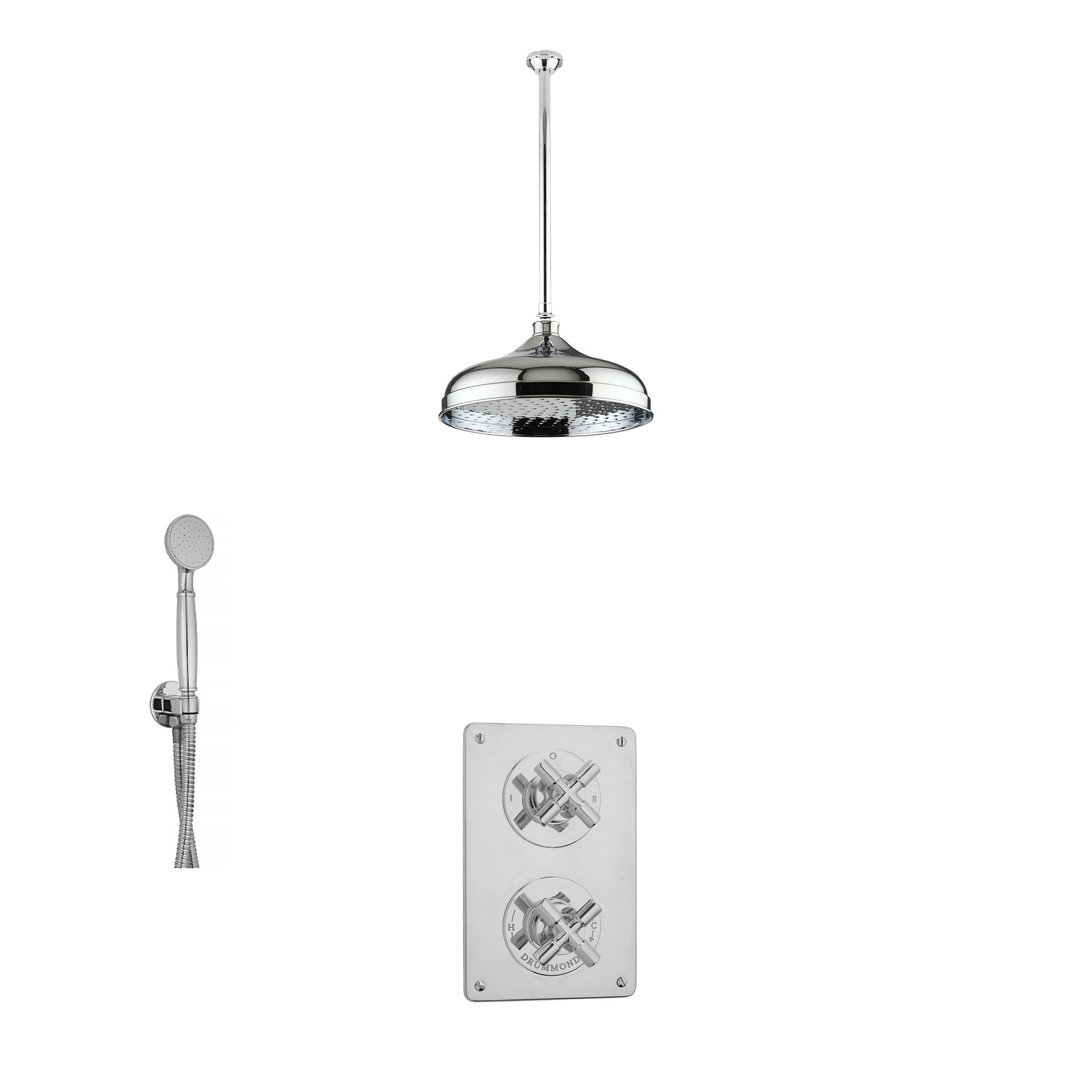  Vòi sen âm trần điều chỉnh nhiệt độ cổ điển bằng đồng, bát sen Ø300mm Drumbex - Shower Ceiling 