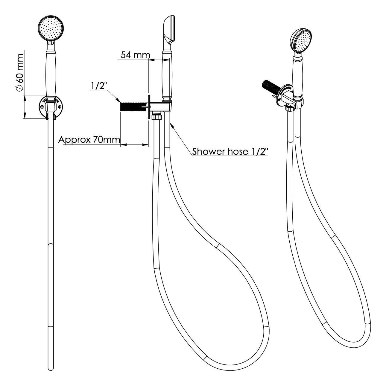  Vòi sen âm tường điều chỉnh nhiệt độ cổ điển bằng đồng, bát sen Ø300mm Drummu - Shower Wall 