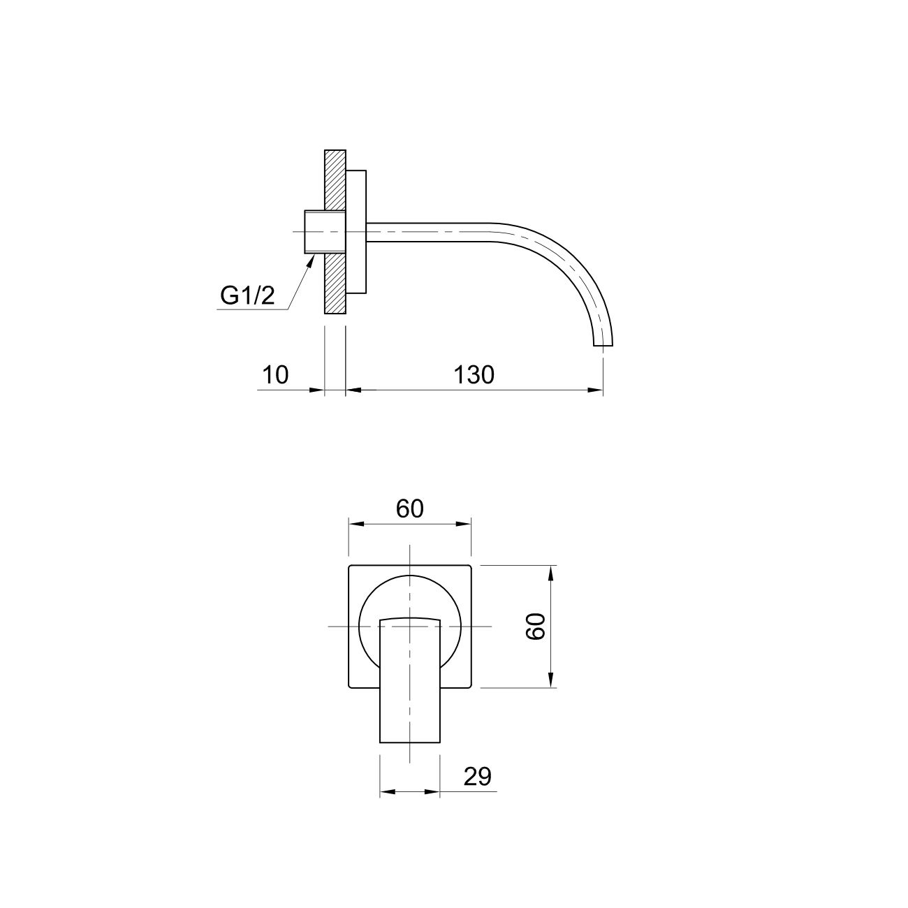  Vòi chậu rửa mặt gắn tường 130mm bằng đồng Boy - DJCAN130-BOY192034N 