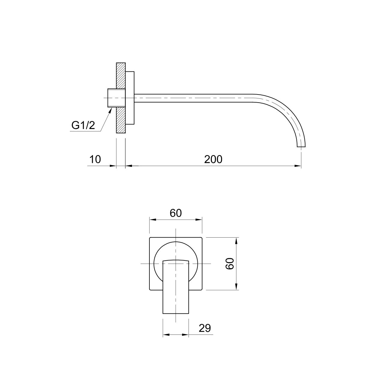  Vòi chậu rửa mặt gắn tường 200mm bằng đồng Boy - DJCAN200-BOY192034N 