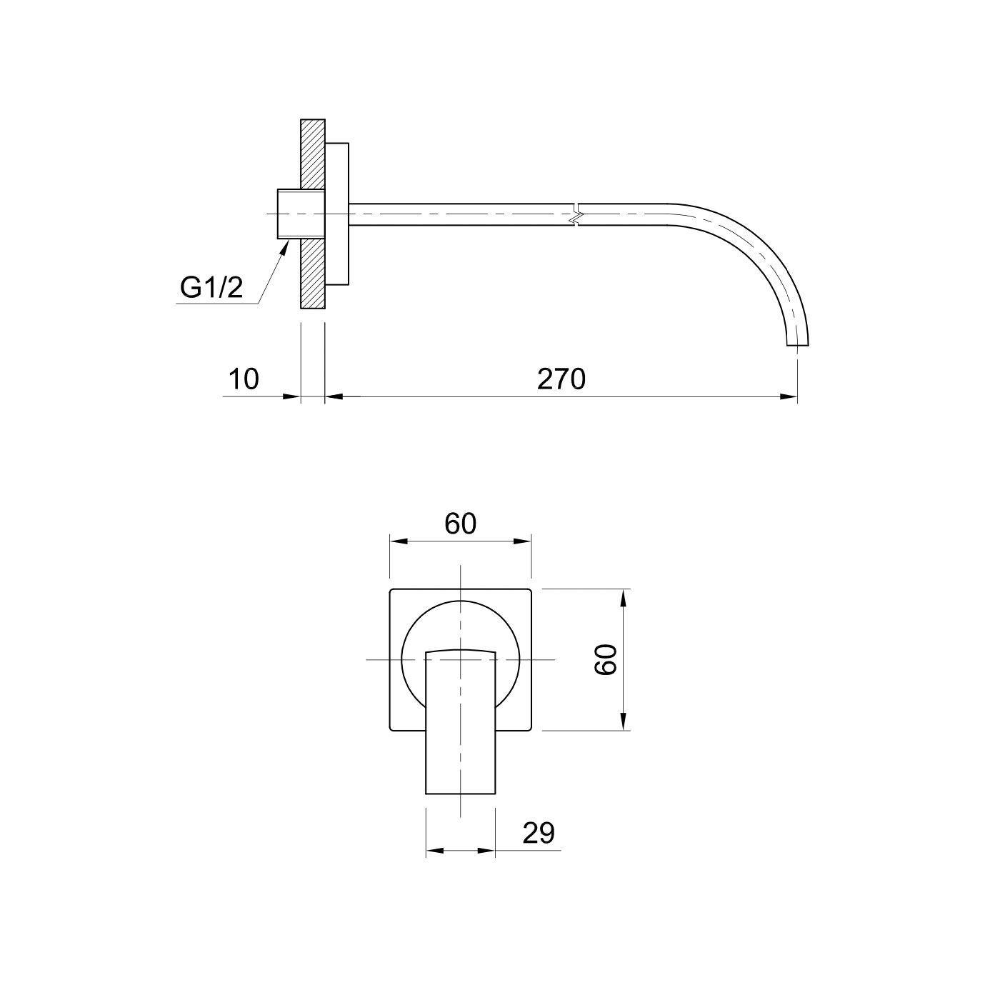  Vòi chậu rửa mặt gắn tường 270mm bằng đồng Boy - DJCAN270-BOY192034N 