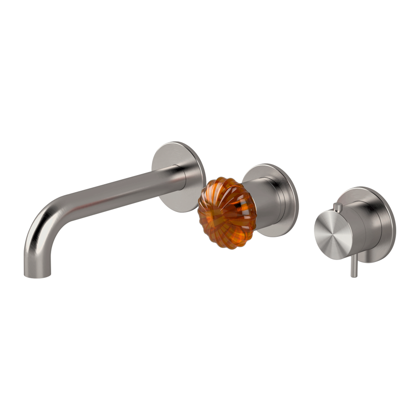 Vòi bồn tắm gắn tường điều chỉnh nhiệt độ 3 lỗ dài 190mm 3 đầu ra bằng stainless steel Dorin - DOR90