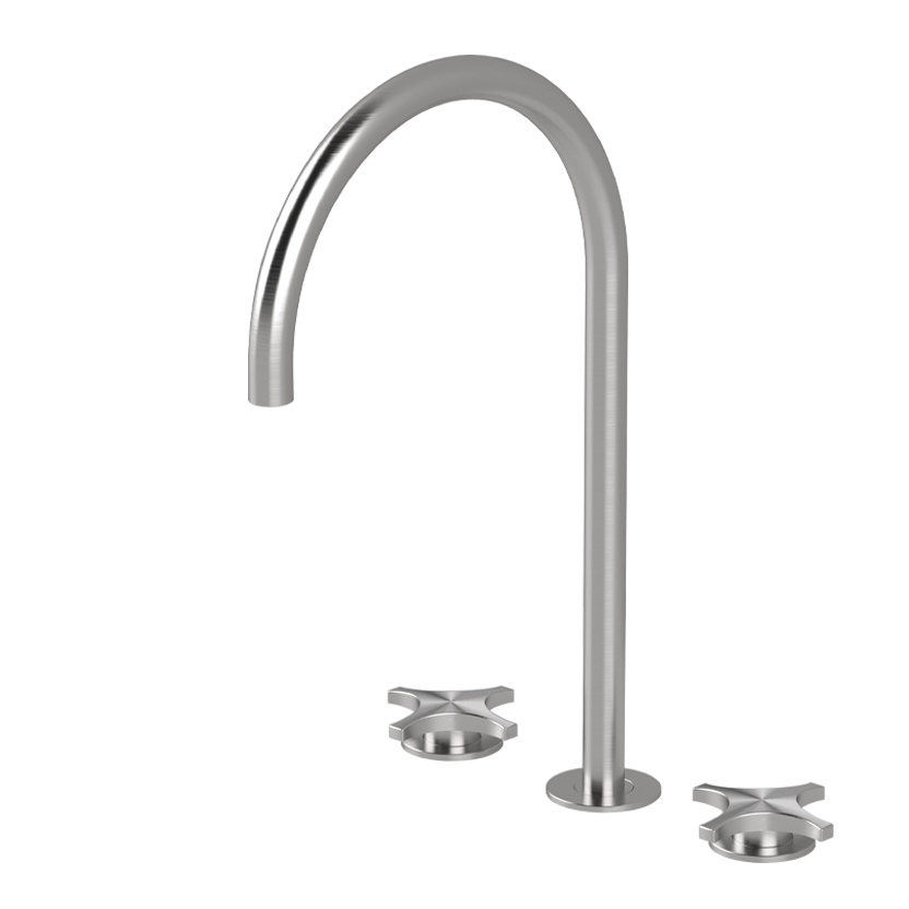 Vòi chậu lavabo xoay 3 lỗ cao 380mm bằng stainless steel Dixi - DXN26