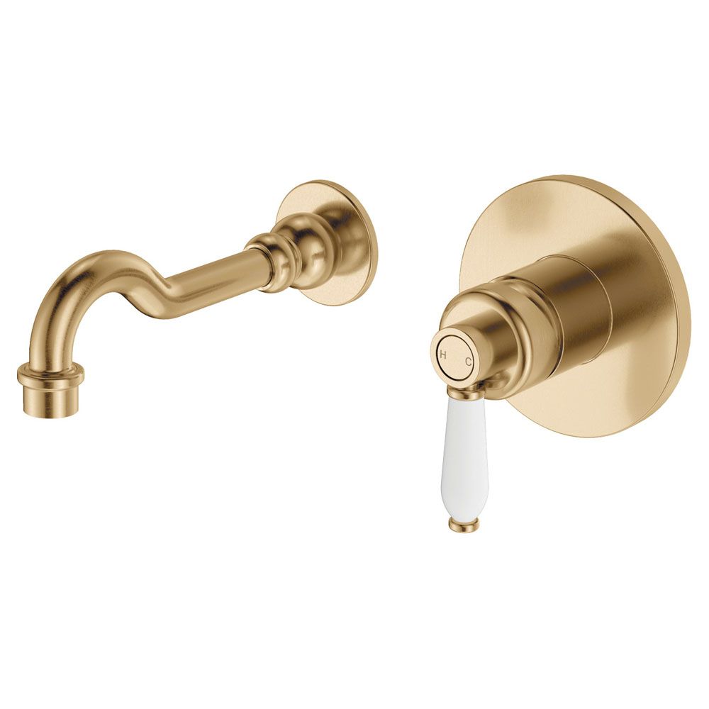 Vòi chậu lavabo gắn tường dài 215mm bằng đồng Ellian - E202106